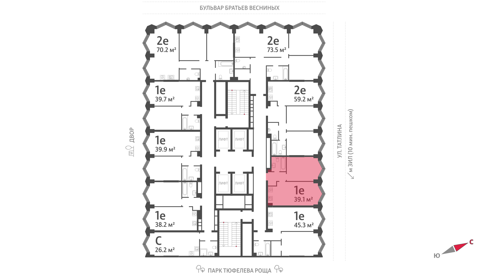 1-комнатная квартира в ЖК Зиларт