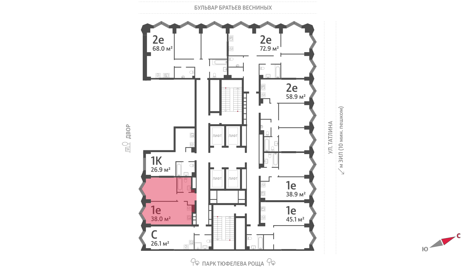 1-комнатная квартира в ЖК Зиларт