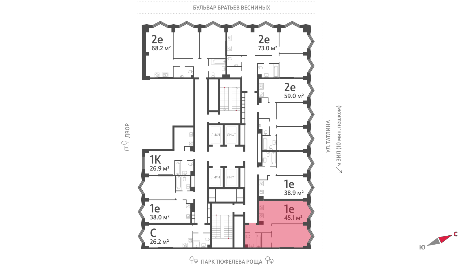 1-комнатная квартира в ЖК Зиларт