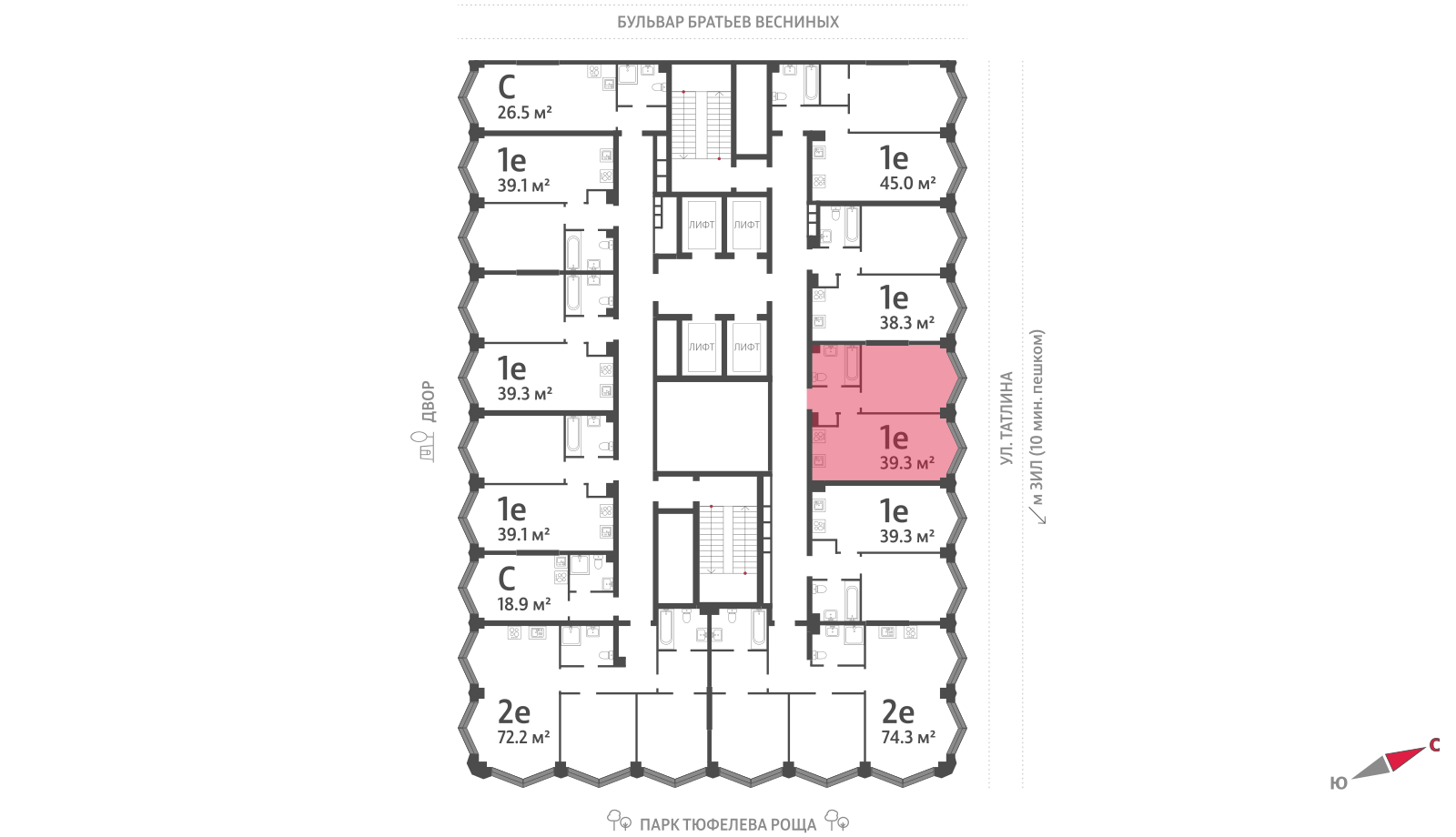 1-комнатная квартира в ЖК Зиларт