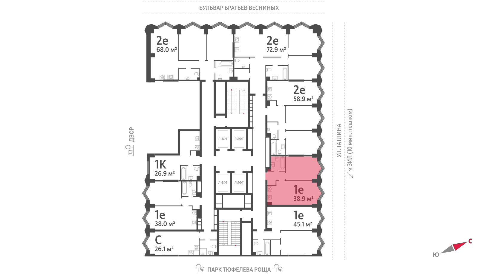 1-комнатная квартира в ЖК Зиларт
