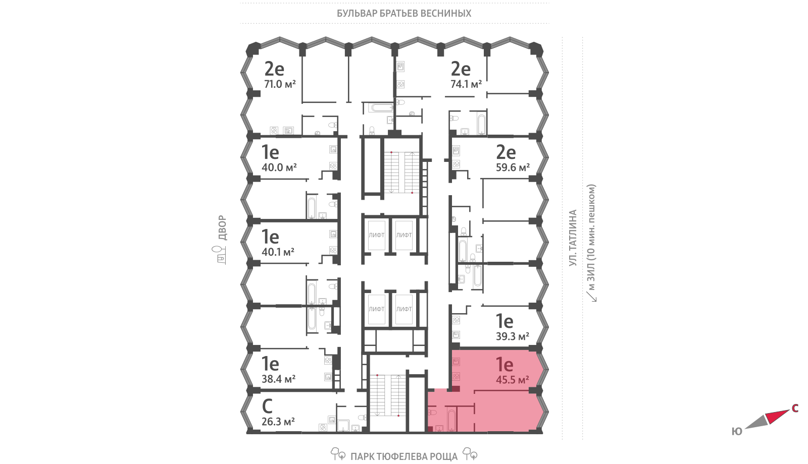 1-комнатная квартира в ЖК Зиларт