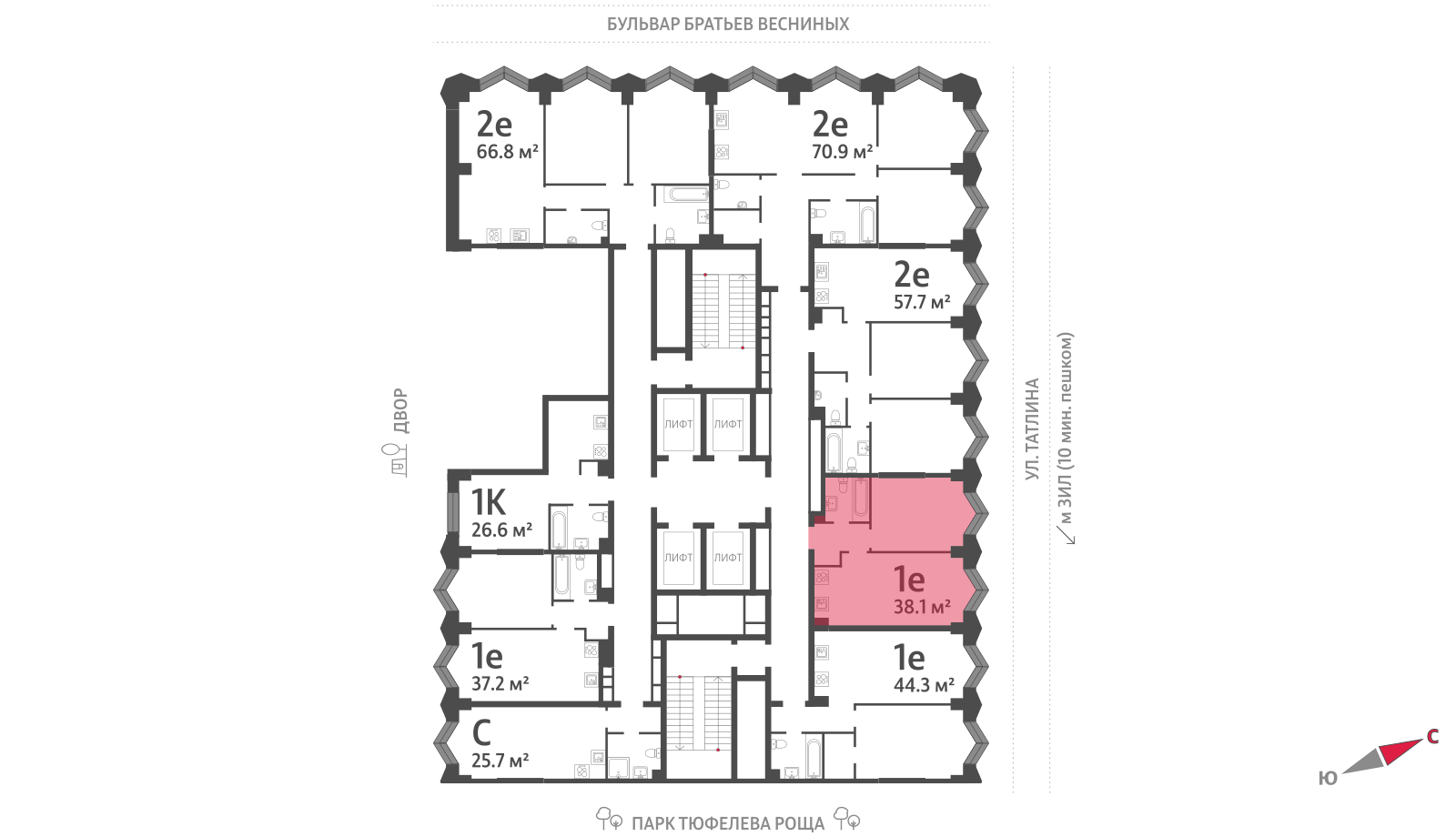 1-комнатная квартира в ЖК Зиларт