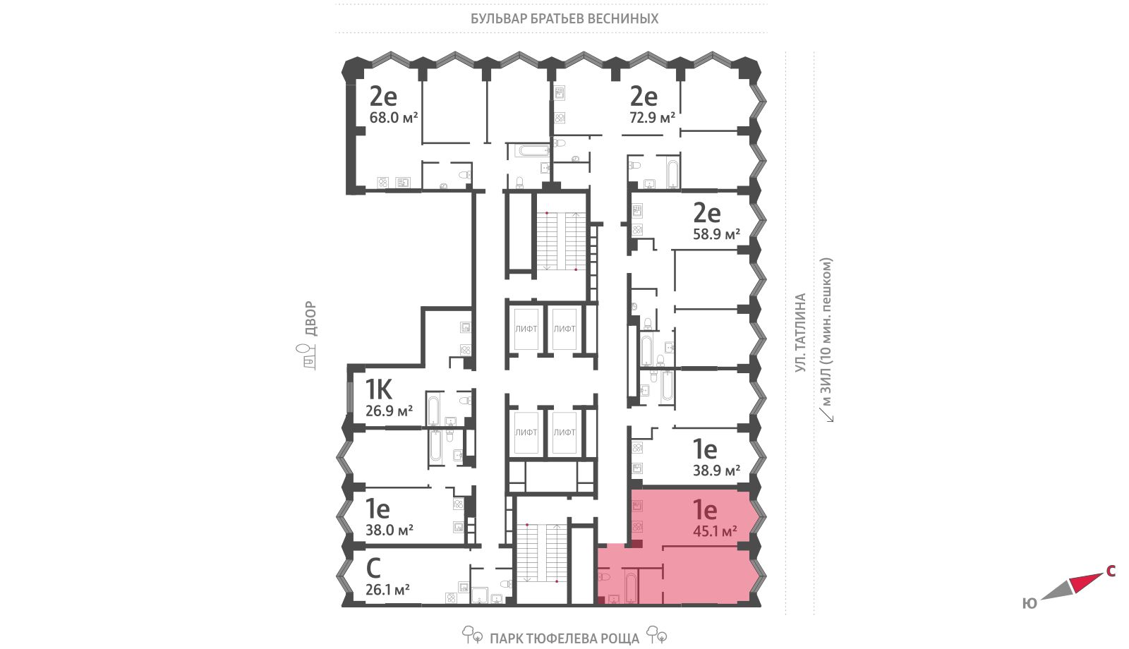 1-комнатная квартира в ЖК Зиларт