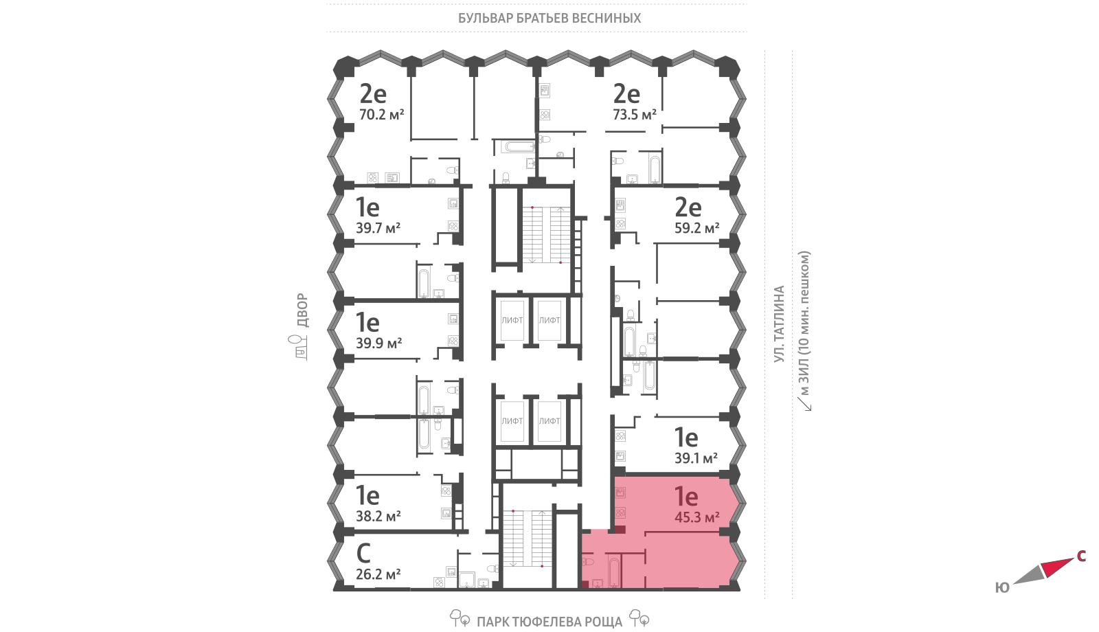 1-комнатная квартира в ЖК Зиларт