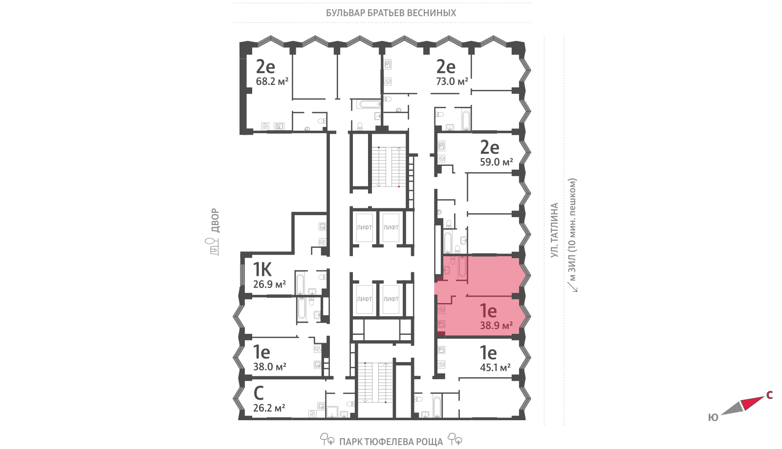 1-комнатная квартира в ЖК Зиларт