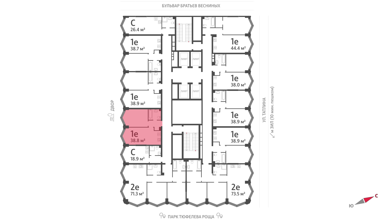 1-комнатная квартира в ЖК Зиларт