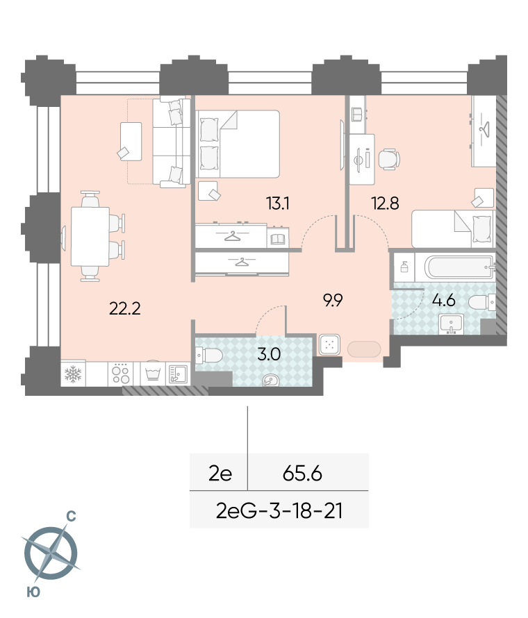 2-комнатная2eG№1008