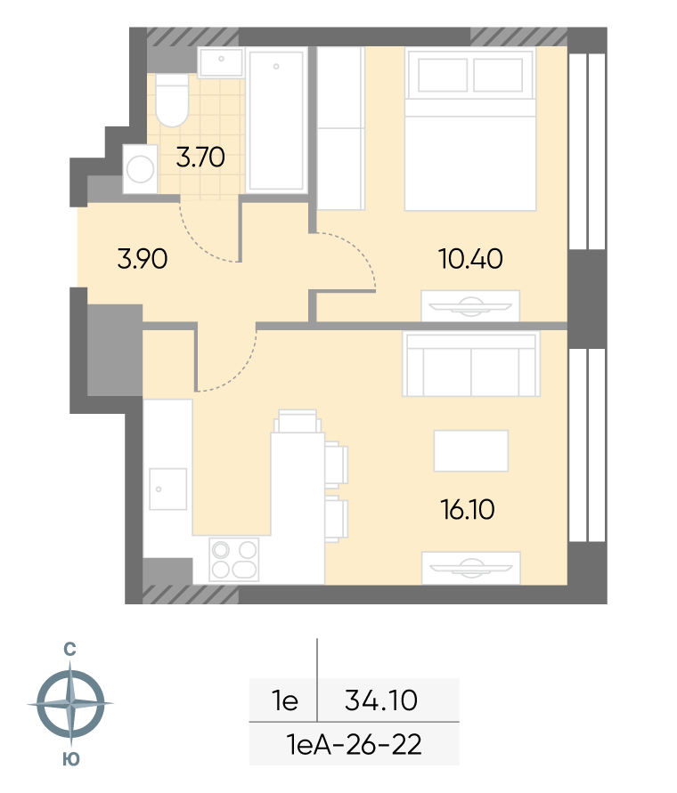 1-комнатнаяевроквартира№487