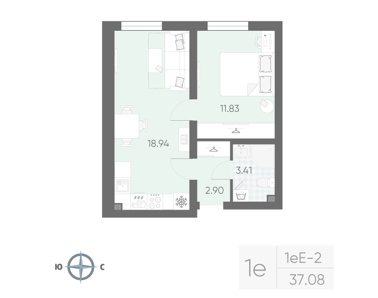 1-комнатнаяевроквартира№377