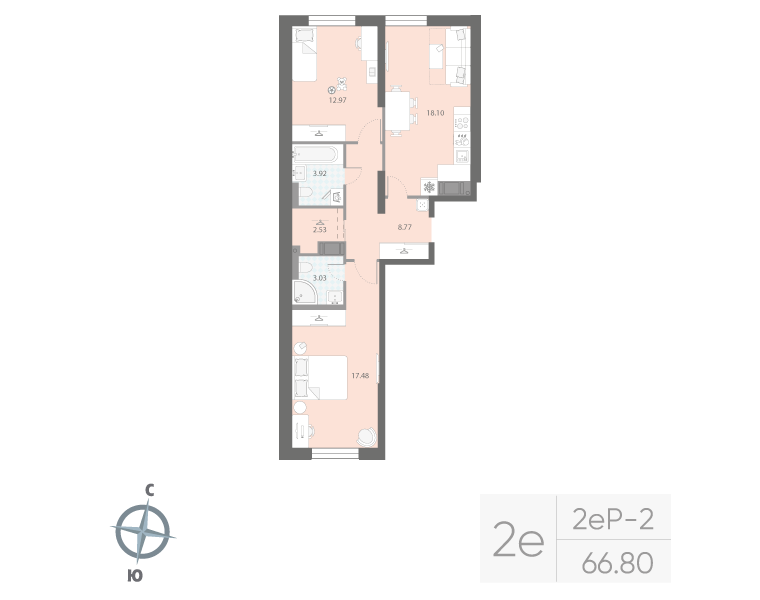 2-комнатная2eP№406