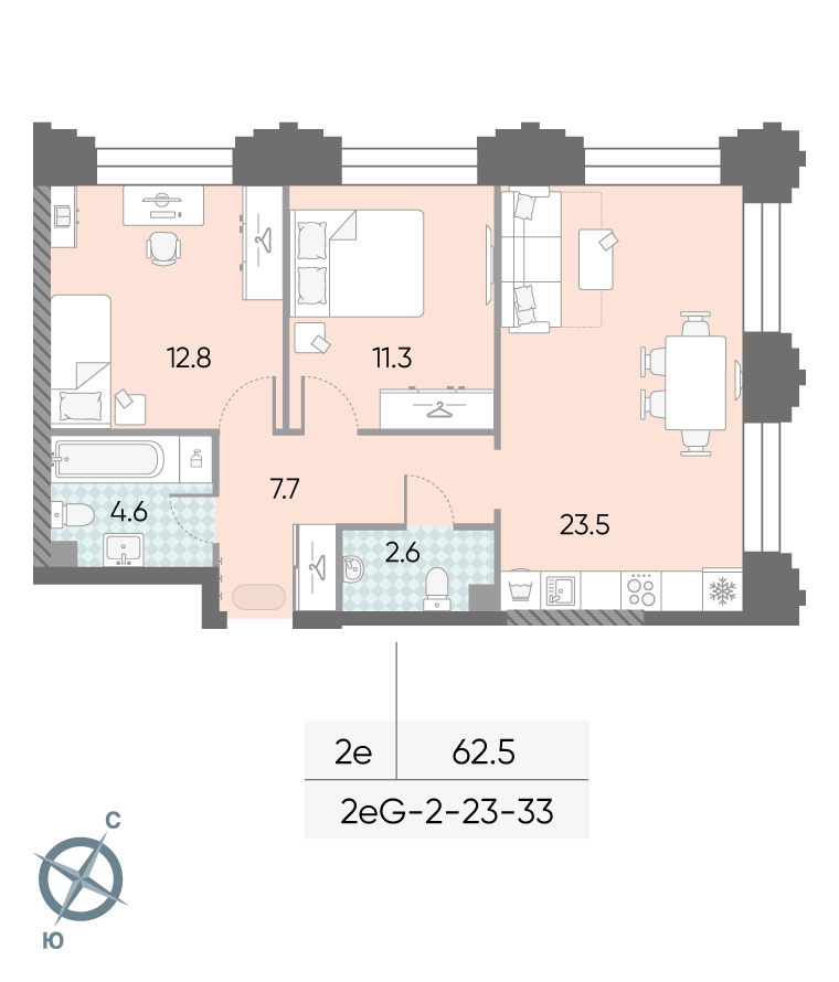 2-комнатная2eG№1129