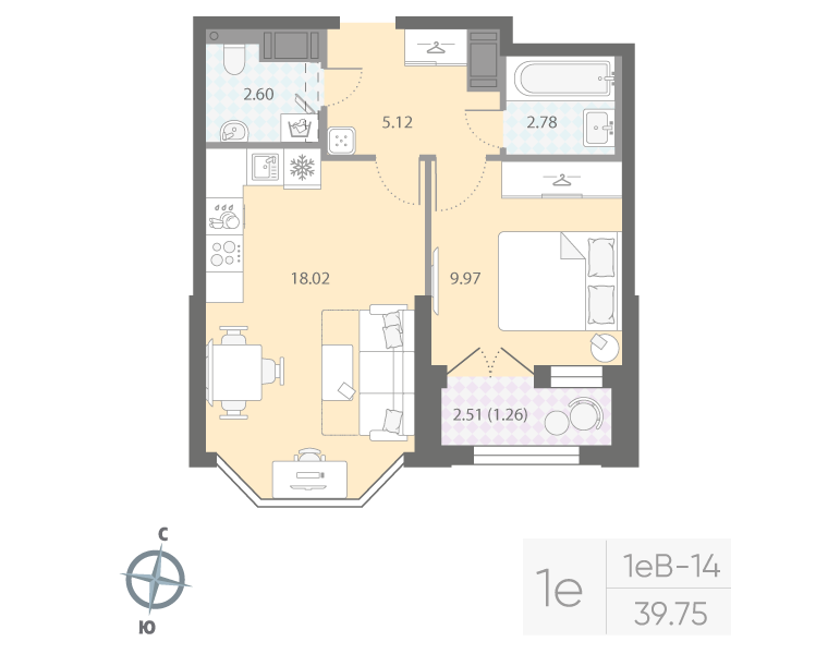 1-комнатнаяевроквартира№488