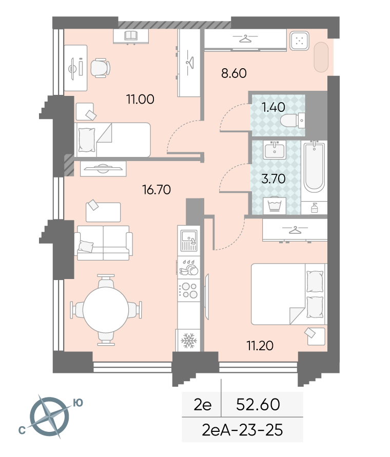 2-комнатная2eA№387